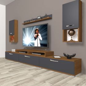 Decoraktiv Eko 270DA Mdf Ceviz Antrasit Tv Ünitesi