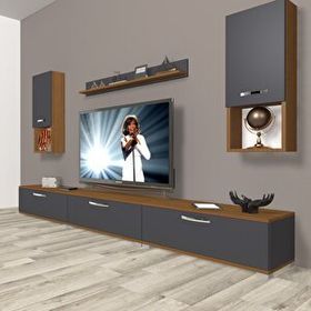 Decoraktiv Eko 270DA Mdf Ceviz Antrasit Tv Ünitesi