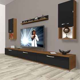 Decoraktiv Eko 270DA Mdf Ceviz Siyah Tv Ünitesi