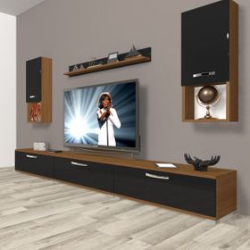 Decoraktiv Eko 270DA Mdf Ceviz Siyah Tv Ünitesi