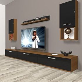 Decoraktiv Eko 270DA Mdf Ceviz Siyah Tv Ünitesi