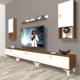 Decoraktiv Eko 270DA MDF Gold Beyaz Ceviz TV Ünitesi