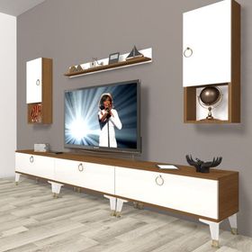 Decoraktiv Eko 270DA MDF Gold Beyaz Ceviz TV Ünitesi