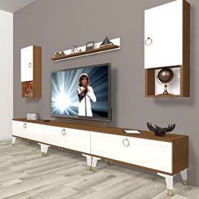 Decoraktiv Eko 270DA MDF Gold Beyaz Ceviz TV Ünitesi