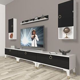 Decoraktiv Eko 270DA Mdf Gold Beyaz Siyah Tv Ünitesi