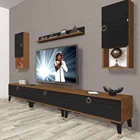 Decoraktiv Eko 270DA MDF Gold Ceviz Siyah TV Ünitesi