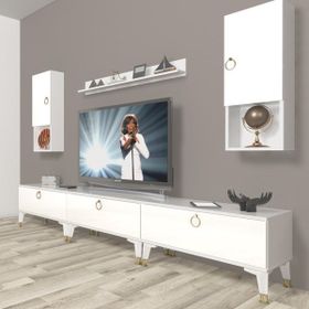 Decoraktiv Eko 270DA MDF Gold Parlak Beyaz TV Ünitesi