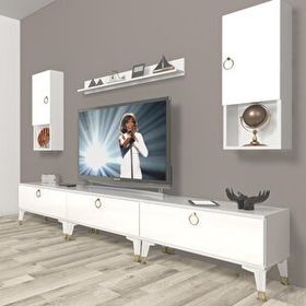 Decoraktiv Eko 270DA MDF Gold Parlak Beyaz TV Ünitesi