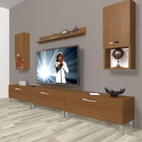 Decoraktiv Eko 270DA Mdf Krom Ayaklı Naturel Ceviz Tv Ünitesi