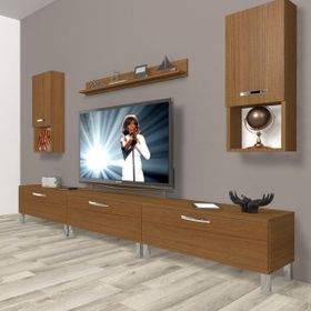 Decoraktiv Eko 270DA Mdf Krom Ayaklı Naturel Ceviz Tv Ünitesi