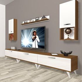 Decoraktiv Eko 270DA Mdf Retro Beyaz Ceviz Tv Ünitesi