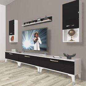 Decoraktiv Eko 270DA Mdf Silver Beyaz Siyah Tv Ünitesi