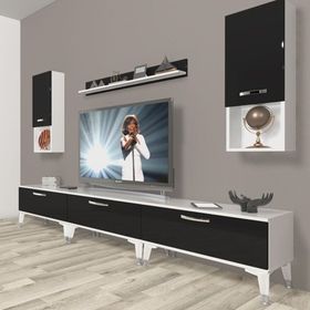 Decoraktiv Eko 270DA Mdf Silver Beyaz Siyah Tv Ünitesi