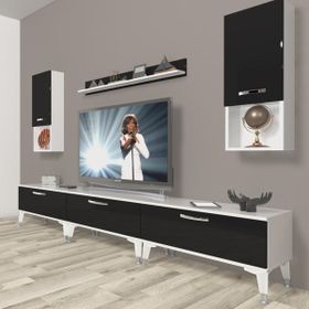 Decoraktiv Eko 270DA Mdf Silver Beyaz Siyah Tv Ünitesi
