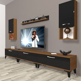Decoraktiv Eko 270DA Mdf Silver Ceviz Siyah Tv Ünitesi