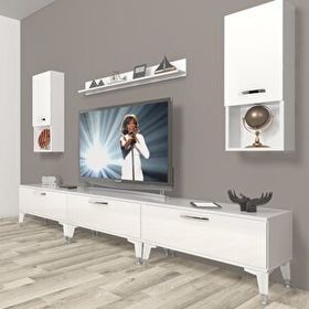Decoraktiv Eko 270DA Mdf Silver Parlak Beyaz Tv Ünitesi