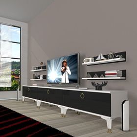 Decoraktiv Eko 270R Mdf Gold Beyaz Siyah Tv Ünitesi