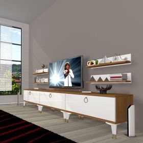 Decoraktiv Eko 270R Mdf Gold Ceviz Siyah Tv Ünitesi