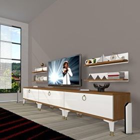 Decoraktiv Eko 270R Mdf Gold Ceviz Siyah Tv Ünitesi