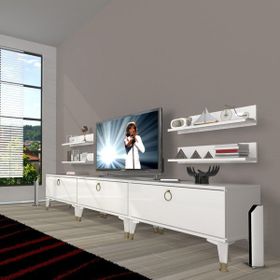 Decoraktiv Eko 270R Mdf Gold Parlak Beyaz Tv Ünitesi