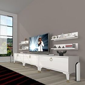 Decoraktiv Eko 270R Mdf Gold Parlak Beyaz Tv Ünitesi
