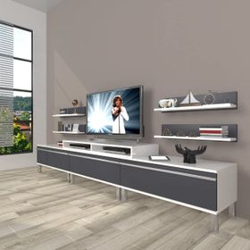 Decoraktiv Eko 270R Mdf Krom Ayaklı Beyaz Antrasit Tv Ünitesi