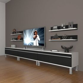 Decoraktiv Eko 270R Mdf Krom Ayaklı Beyaz Siyah Tv Ünitesi