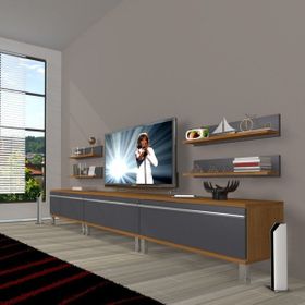 Decoraktiv Eko 270R Mdf Krom Ayaklı Ceviz Antrasit Tv Ünitesi
