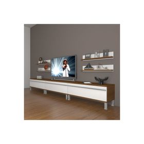 Decoraktiv Eko 270R Mdf Krom Ayaklı Ceviz Beyaz Tv Ünitesi