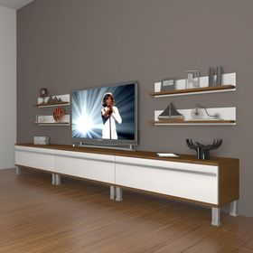 Decoraktiv Eko 270R Mdf Krom Ayaklı Ceviz Beyaz Tv Ünitesi