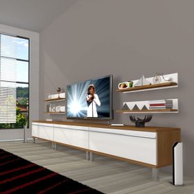 Decoraktiv Eko 270R Mdf Krom Ayaklı Ceviz Beyaz Tv Ünitesi