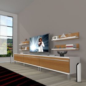 Decoraktiv Eko 270R Mdf Krom Ayaklı Ceviz Beyaz Tv Ünitesi