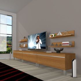 Decoraktiv Eko 270R Mdf Krom Ayaklı Naturel Ceviz Tv Ünitesi