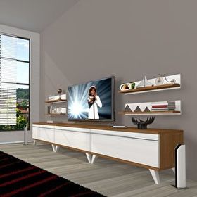 Decoraktiv Eko 270R Mdf Retro Beyaz Ceviz Tv Ünitesi