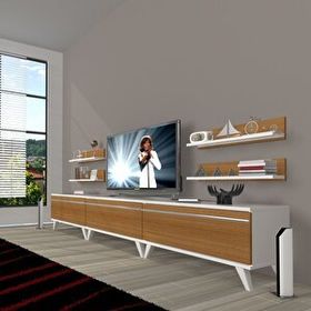 Decoraktiv Eko 270R Mdf Retro Beyaz Ceviz Tv Ünitesi