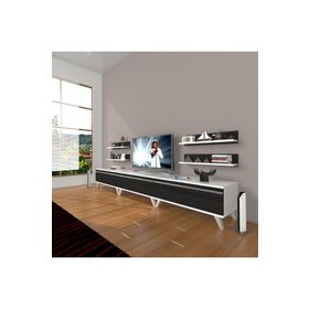 Decoraktiv Eko 270R Mdf Retro Beyaz Siyah Tv Ünitesi