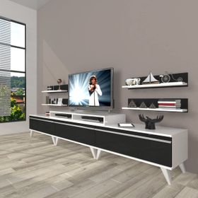 Decoraktiv Eko 270R Mdf Retro Beyaz Siyah Tv Ünitesi