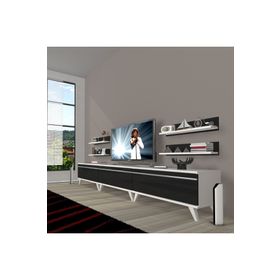 Decoraktiv Eko 270R Mdf Retro Beyaz Siyah Tv Ünitesi