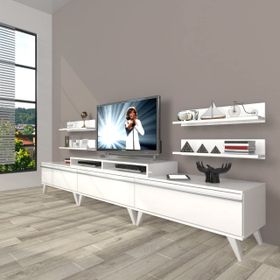 Decoraktiv Eko 270R Mdf Retro Parlak Beyaz Tv Ünitesi