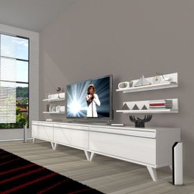 Decoraktiv Eko 270R Mdf Retro Parlak Beyaz Tv Ünitesi