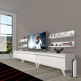 Decoraktiv Eko 270R Mdf Retro Parlak Beyaz Tv Ünitesi
