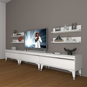 Decoraktiv Eko 270R Mdf Silver Parlak Beyaz Tv Ünitesi