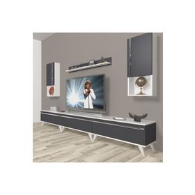 Decoraktiv Eko 270TA Mdf Krom Ayaklı Beyaz Antrasit Tv Ünitesi