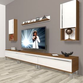Decoraktiv Eko 270TA Mdf Krom Ayaklı Ceviz Beyaz Tv Ünitesi