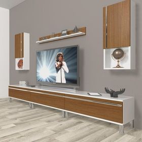 Decoraktiv Eko 270TA Mdf Krom Ayaklı Ceviz Beyaz Tv Ünitesi