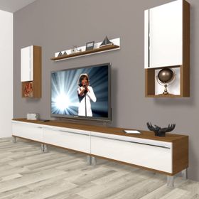 Decoraktiv Eko 270TA Mdf Krom Ayaklı Ceviz Beyaz Tv Ünitesi