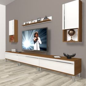Decoraktiv Eko 270TA Mdf Krom Ayaklı Ceviz Beyaz Tv Ünitesi