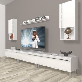 Decoraktiv Eko 270TA Mdf Krom Ayaklı Parlak Beyaz Tv Ünitesi