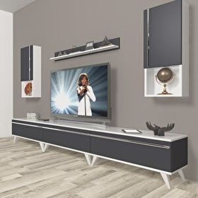 Decoraktiv Eko 270TA Mdf Retro Beyaz Antrasit Tv Ünitesi
