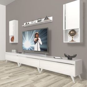 Decoraktiv Eko 270TA Mdf Retro Parlak Beyaz Tv Ünitesi